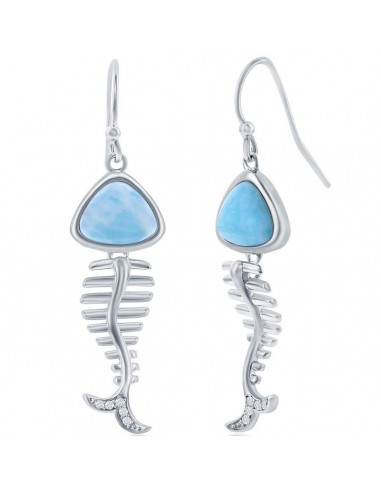 Caribbean Treasures Women's Earrings - Blue Larimar and CZ Fish Skeleton | D-7995 Toutes les collections ici