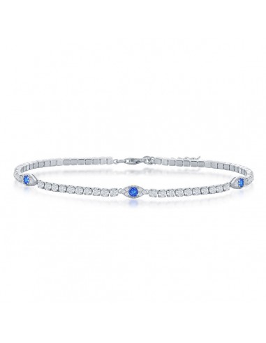 Classic Women's Anklet - Sterling Silver CZ Evil Eye Tennis | R-9279 livraison et retour toujours gratuits