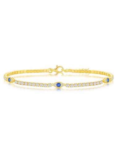 Classic Women's Anklet - Gold Plated Sterling Silver CZ Evil Eye Tennis | R-9279-GP des créatures d'habitude