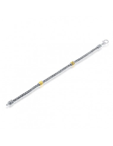 Classic Women's Bracelet - Two-Tone Sterling Silver Braided Style | S-4528 soldes