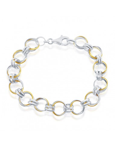 Classic Women's Bracelet - Sterling Silver and GP Multi Circle Link | S-4655 paiement sécurisé