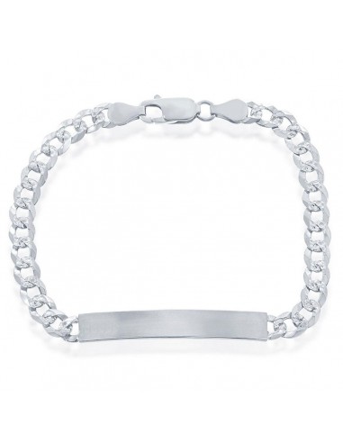 Classic Men's Bracelet - Sterling Silver 5mm Pave Curb Chain ID | S-5124 soldes