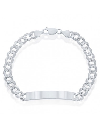 Classic Men's Bracelet - Sterling Silver 7mm Pave Curb Chain ID | S-5125 destockage