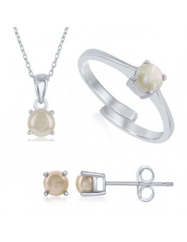 Classic Women's Set - Sterling Silver White Pearl June Birthstone | SET-494 est présent 