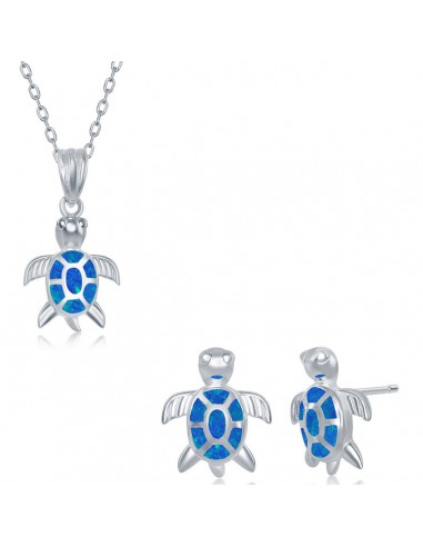 Opalata Women's Necklace and Earrings Set - Sterling Silver Blue Opal Turtle | SET-579 la colonne vertébrale