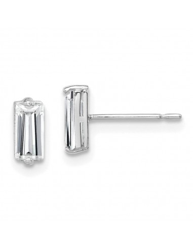 10K White Gold Polished CZ Stud Earrings de pas cher