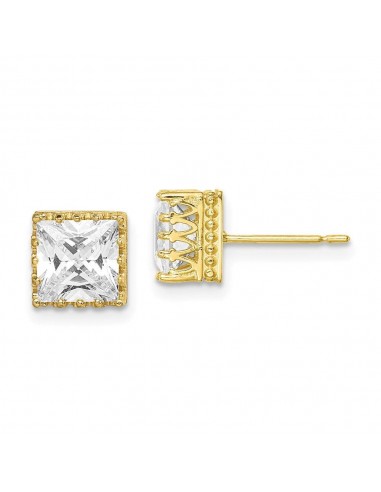 10k Tiara Collection 7mm Polished Square CZ Earrings 50% de réduction en Octobre 2024