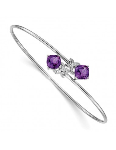 14k White Gold 0.03ct Dia. & 2.2ct Amethyst Flexible Bangle Voir les baskets