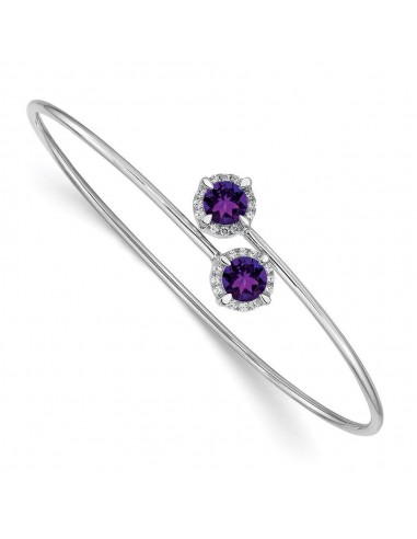 14k White Gold Amethyst Flexible Bangle Voir les baskets