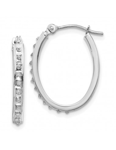 14k White Gold Diamond Fascination Oval Hinged Hoop Earrings votre