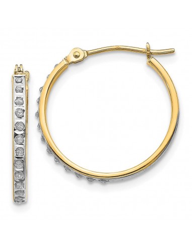 14k Diamond Fascination Round Hinged Hoop Earrings livraison gratuite