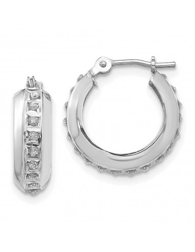 14k White Gold Diamond Fascination Round Hinged Hoop Earrings paiement sécurisé