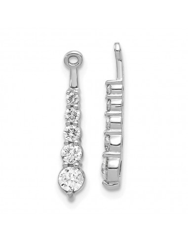 14k White Gold AA 5 Stone Dangle Diamond Earring Jacket 50% de réduction en Octobre 2024