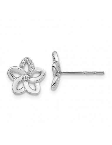 14k White Gold Diamond Flower Earrings sélection de produits