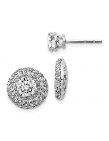 14k White Gold Diamond Jacket w/Stud Semi-mount Earrings à prix réduit toute l'année