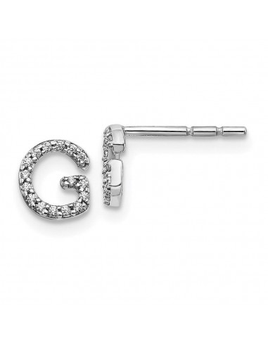 14k White Gold Diamond Initial G Earrings 50-70% off 