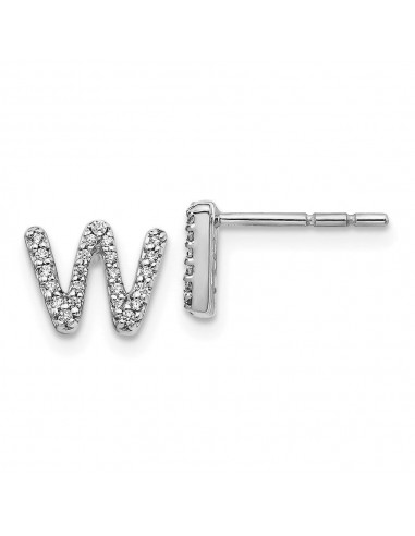 14k White Gold Diamond Initial W Earrings les ctes