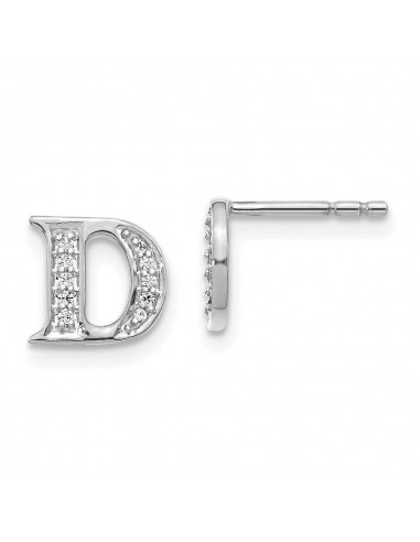 14k White Gold Diamond Initial D Earrings Jusqu'à 80% De Réduction