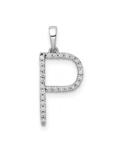 14k White Gold Diamond Initial P Pendant des créatures d'habitude