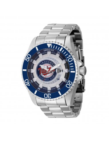 Invicta Men's Watch - MLB Minnesota Twins Rotating Bezel Silver Steel Bracelet | 43470 brillant des détails fins