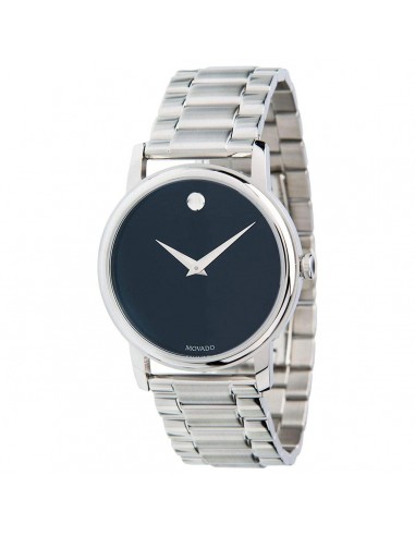 Movado Men's Quartz Watch - Museum Black Dial Stainless Steel Bracelet | 2100014 brillant des détails fins