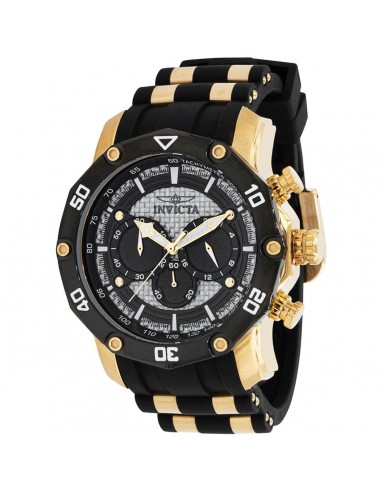 Invicta Men's Chrono Watch - Pro Diver Black and Silver Dial Yellow Gold Case | 37717 shop