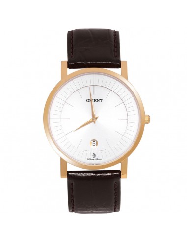 Orient Men's Quartz Watch - Classic White Dial Brown Leather Strap Date | FGW01008W0 Livraison rapide