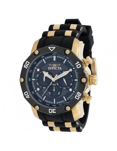 Invicta Men's Chronograph Watch - Pro Diver Black Dial Yellow Gold Case Strap | 37722 france